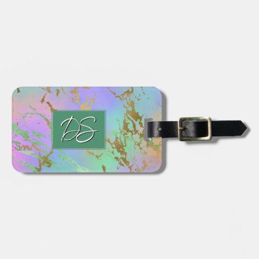 Millennial Marble | Playful Rainbow Ombre Custom Gepäckanhänger (Vorderseite horizontal)