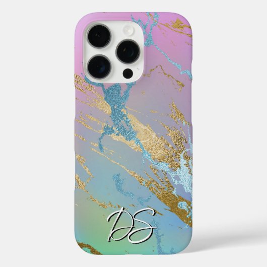 Millennial Marble | Playful Rainbow Ombre Monogram Case-Mate iPhone Hülle (Rückseite)