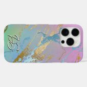 Millennial Marble | Playful Rainbow Ombre Monogram Case-Mate iPhone Hülle (Rückseite (Horizontal))