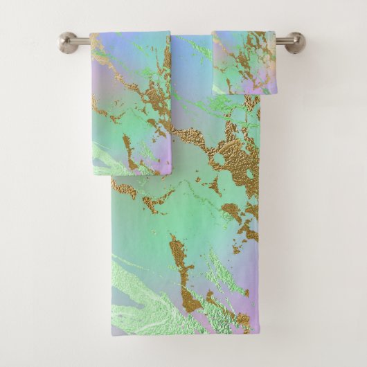 Millennial Marble | Playful Rainbow Pastel Ombre Badhandtuch Set (Insitu)