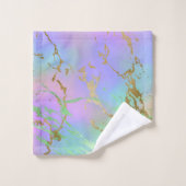Millennial Marble | Playful Rainbow Pastel Ombre Badhandtuch Set (Waschlappen)