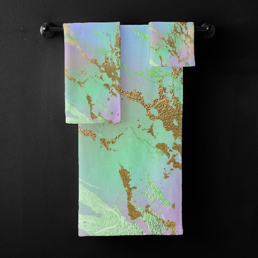 Millennial Marble | Playful Rainbow Pastel Ombre Badhandtuch Set