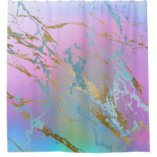 Millennial Marble | Playful Rainbow Pastel Ombre Duschvorhang (Vorderseite)