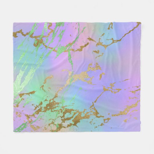 Millennial Marble | Playful Rainbow Pastel Ombre Fleecedecke (Vorderseite (Horizontal))