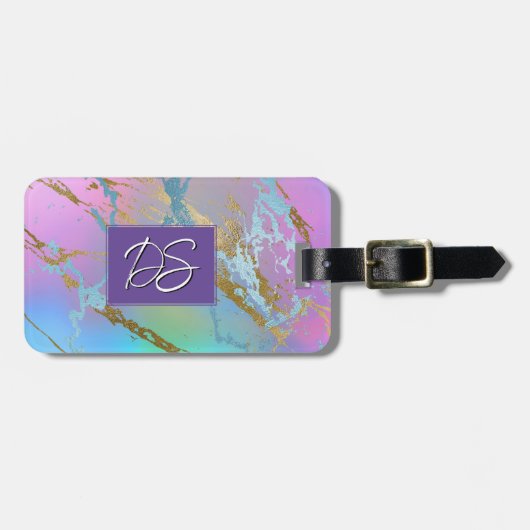 Millennial Marble | Playful Rainbow Pastel Ombre Gepäckanhänger (Vorderseite horizontal)