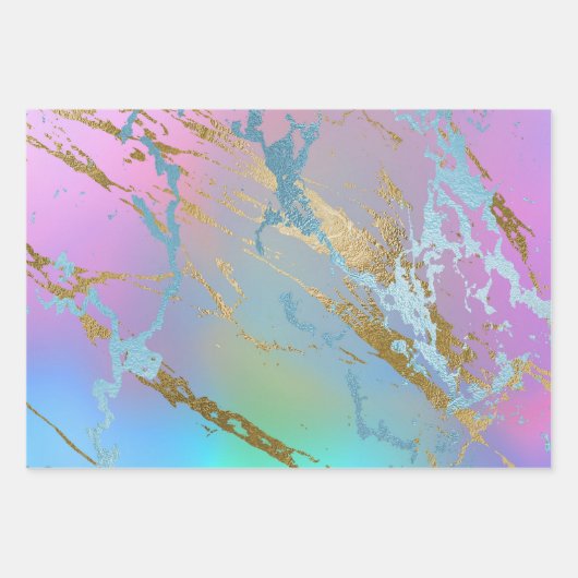 Millennial Marble | Playful Rainbow Pastel Ombre Geschenkpapier Set (Vorderseite)