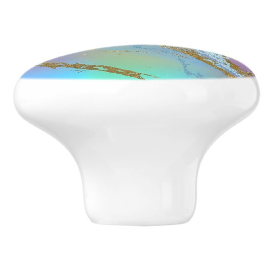 Millennial Marble | Playful Rainbow Pastel Ombre Keramikknauf (Seitenansicht)