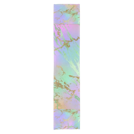 Millennial Marble | Playful Rainbow Pastel Ombre Kurzer Tischläufer (Vorderseite)