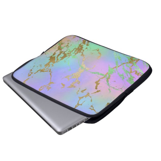 Millennial Marble | Playful Rainbow Pastel Ombre Laptopschutzhülle (Vorne Knopf)