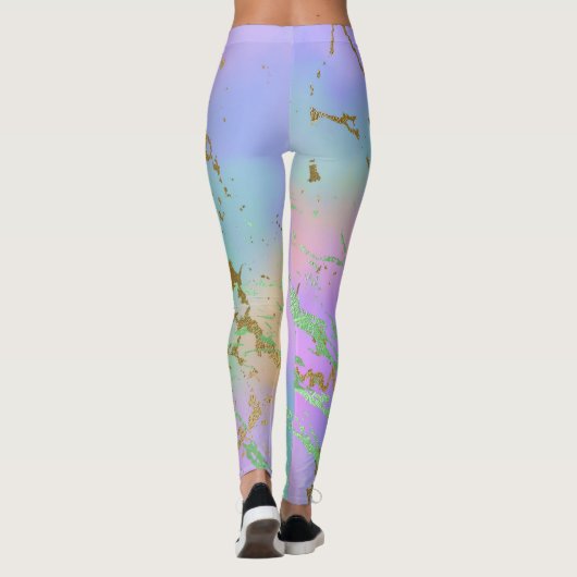 Millennial Marble | Playful Rainbow Pastel Ombre Leggings (Rückseite)