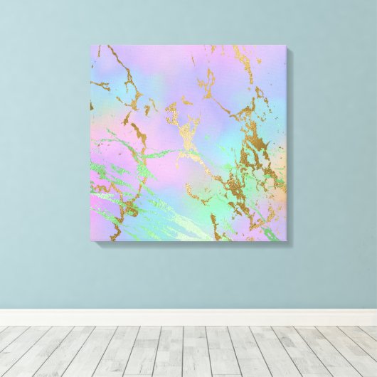 Millennial Marble | Playful Rainbow Pastel Ombre Leinwanddruck (Insitu (Holzboden))