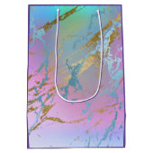 Millennial Marble | Playful Rainbow Pastel Ombre Mittlere Geschenktüte (Rückseite)