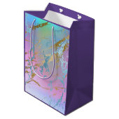 Millennial Marble | Playful Rainbow Pastel Ombre Mittlere Geschenktüte (Rückseite Schrägansicht)