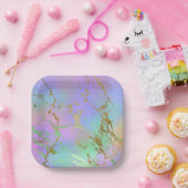 Millennial Marble | Playful Rainbow Pastel Ombre Pappteller (Party)