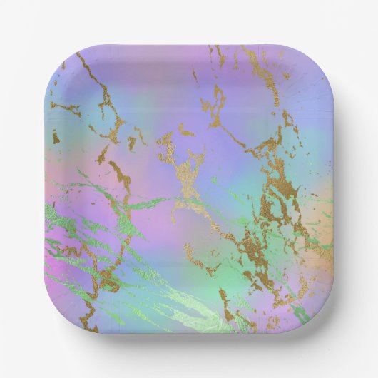 Millennial Marble | Playful Rainbow Pastel Ombre Pappteller (Vorderseite)