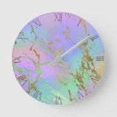 Millennial Marble | Playful Rainbow Pastel Ombre Runde Wanduhr (Vorderseite)