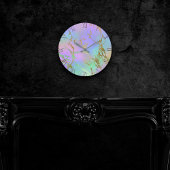 Millennial Marble | Playful Rainbow Pastel Ombre Runde Wanduhr