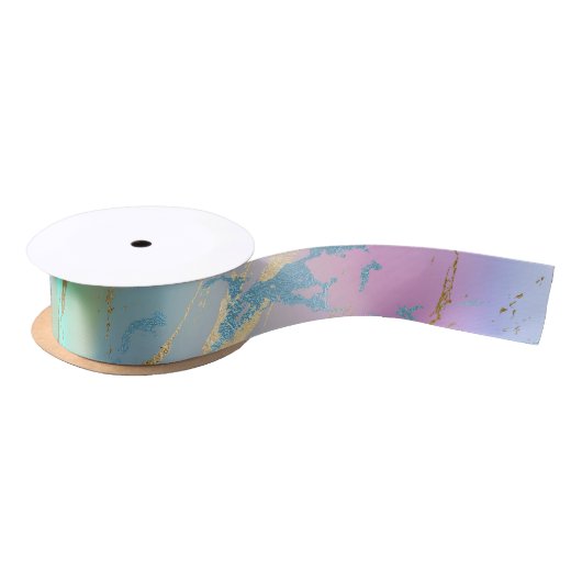 Millennial Marble | Playful Rainbow Pastel Ombre Satinband (Spule)