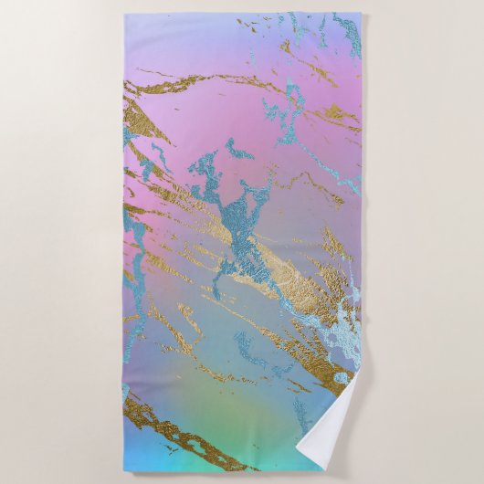Millennial Marble | Playful Rainbow Pastel Ombre Strandtuch (Vorderseite)