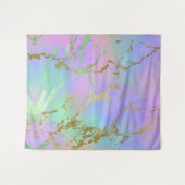 Millennial Marble | Playful Rainbow Pastel Ombre Wandteppich (Vorderseite (Horizontal))