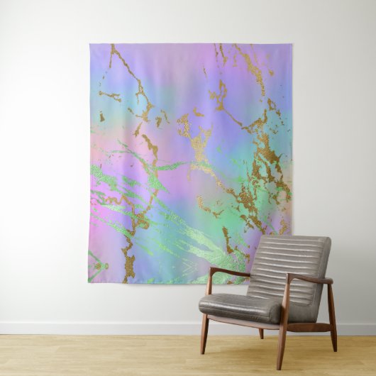 Millennial Marble | Playful Rainbow Pastel Ombre Wandteppich (Beispiel)