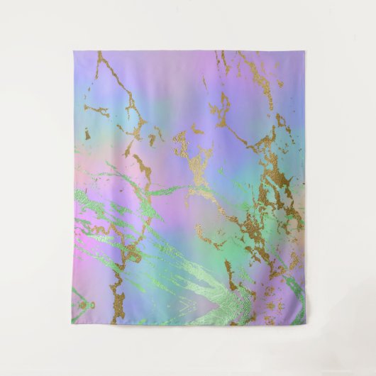 Millennial Marble | Playful Rainbow Pastel Ombre Wandteppich (Vorderseite)