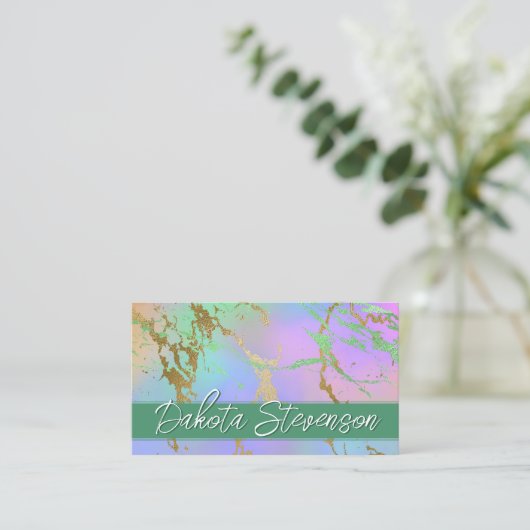 Millennial Marble | Rainbow Pastel Ombre Branding Visitenkarte (Stehend Vorderseite)