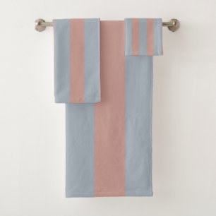 Millennial Pink und Eisblau Farbblockstreifen Badhandtuch Set