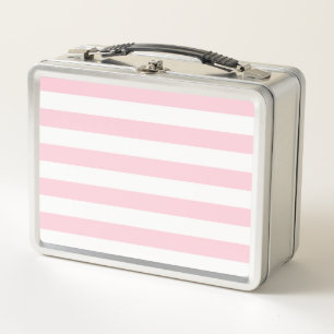 Millennial-Pink-Weiß-Streifen Metall Brotdose