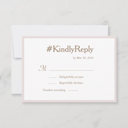 Millennium Hashtag Blush Gold White Wedding RSVP Einladung (Vorderseite)