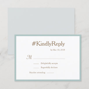 Millennium Hashtag Mint Gold White Wedding RSVP Einladung