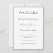 Millennium Modern Hashtag Mint Gold White Wedding Einladung (Vorderseite)