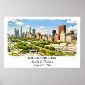 Millennium Park Illinois Poster Chicago Aquarell (Vorne)