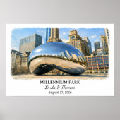 Millennium Park Illinois Poster Chicago Aquarell (Vorne)