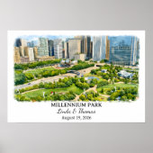Millennium Park Illinois Poster Chicago Aquarell (Vorne)