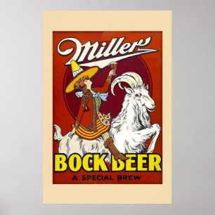 Miller - Bock Bier Ein Spezialgebräu! 1930er Jahre Poster