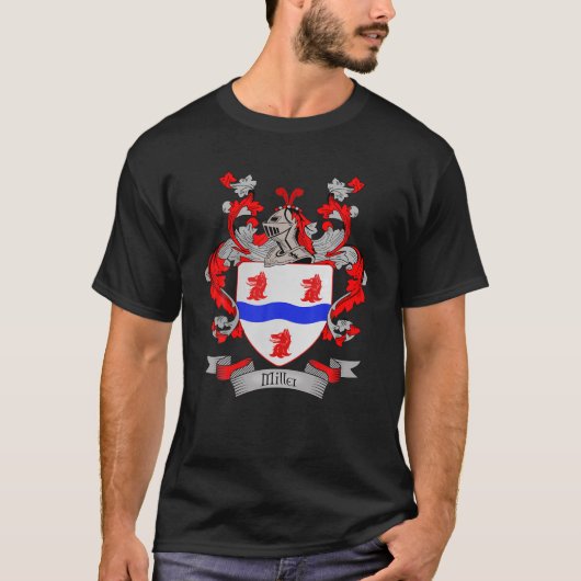 Miller Coat of Arms | Miller Surname Familienwappe T-Shirt (Vorderseite)