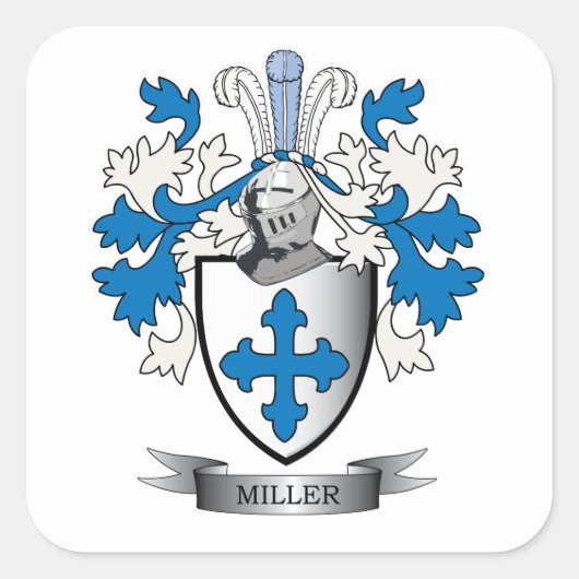 Miller-Familienwappen-Wappen Quadratischer Aufkleber (Vorderseite)