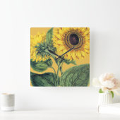 Miller: Sonnenblume Quadratische Wanduhr (Zuhause)