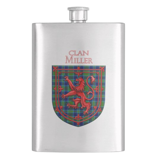 Miller Tartan Scottish Plaid Lion Rampant Flachmann (Vorderseite)