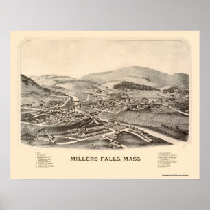 Millers Falls, MA Panoramic Map - 1889 Poster