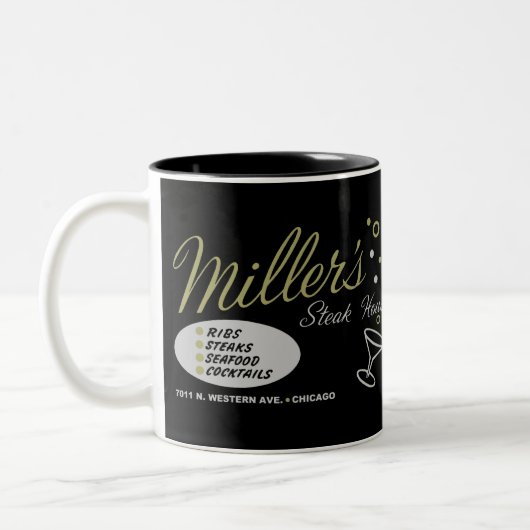 Miller's Steak House, Chicago, Illinois Zweifarbige Tasse (Links)