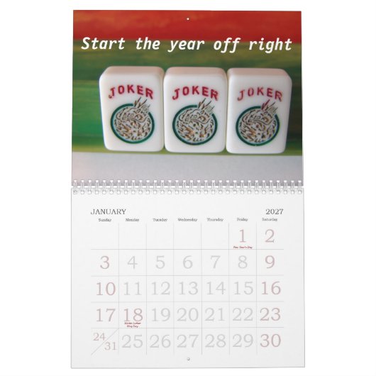 Milliamperestunde-Jongg Liebhaber 2011 Kalender (Jan 2027)