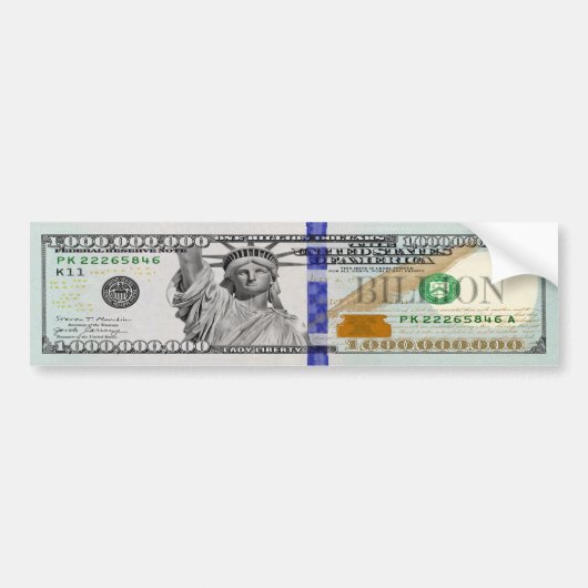 Milliarden-Dollar-Rechnung mit Lady Liberty Autoaufkleber (Vorne)