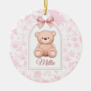 Millie Benutzerdefiniertes rosa Teddy-Bär-Kinder Keramik Ornament
