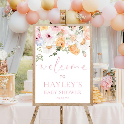 Millie Floral Baby Dusche Begrüßungszeichen Poster