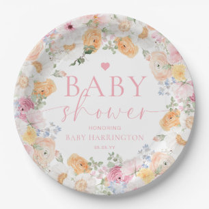 Millie Floral Baby Shower Pappteller