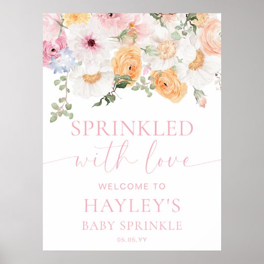 Millie Floral Baby Sprinkle Begrüßungszeichen Poster (Vorne)