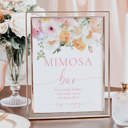 Millie Floral Brautparty Mimosa Bar Sign Poster