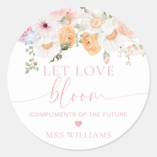 Millie Floral Lass Liebe Bloom Favor Runder Aufkleber (Vorderseite)